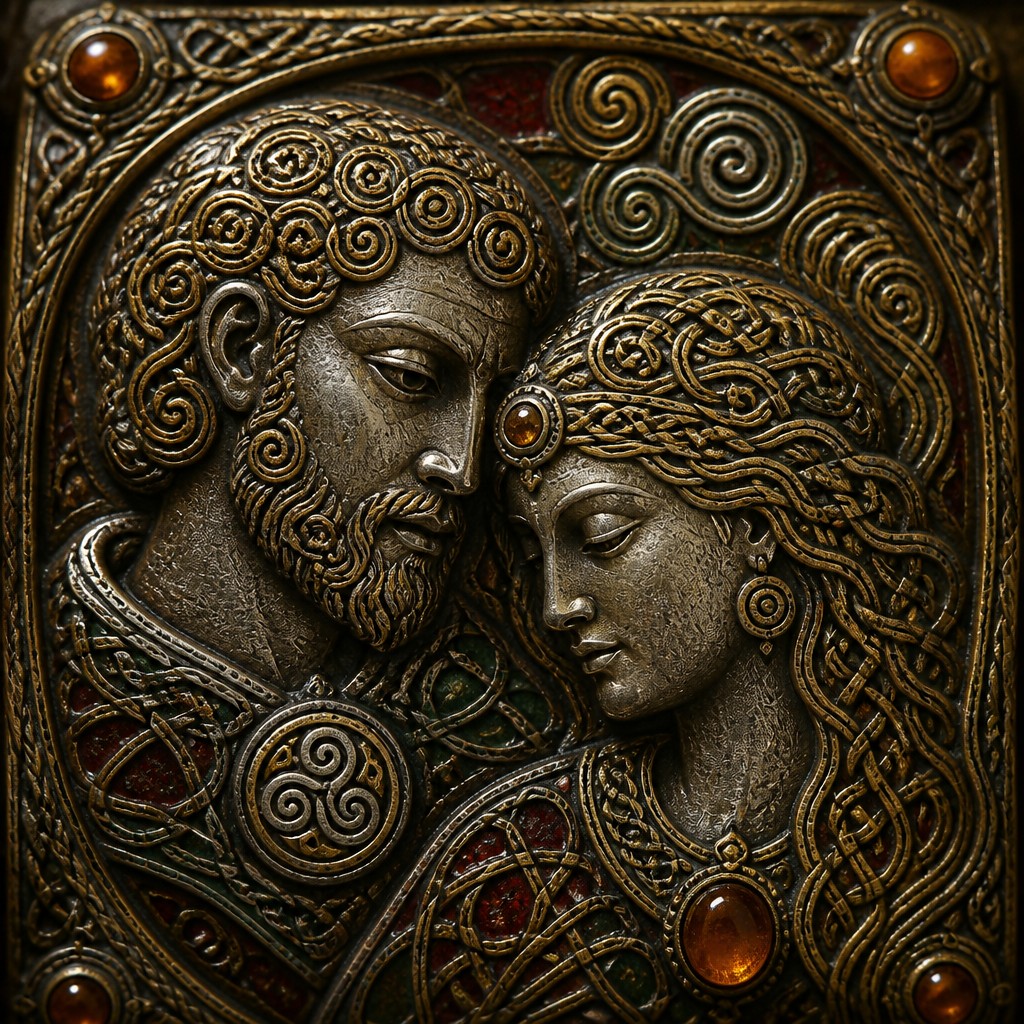 portrait of two people together — Celtic Jewelry Design