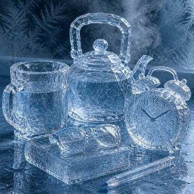 still life with everyday objects — Ice Sculpture Style
