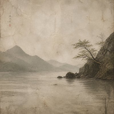 serene landscape with mountains and water