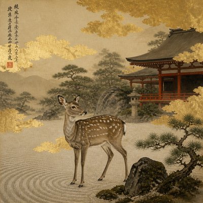 animal standing in natural pose — Kyoto Zen Art Style