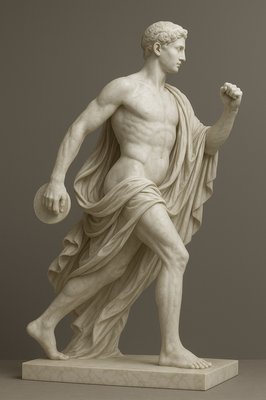 a statue of a man with a ball in his hand