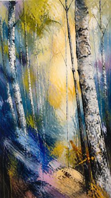 a serene birch forest in soft morning light, no people, no text