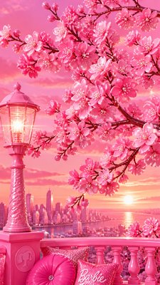 cherry blossom branches against a soft dawn sky, no people