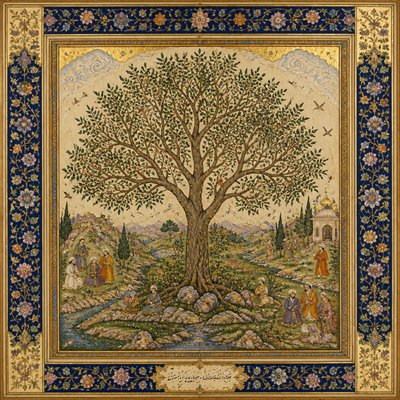 a tree in nature — Miniature Painting Style