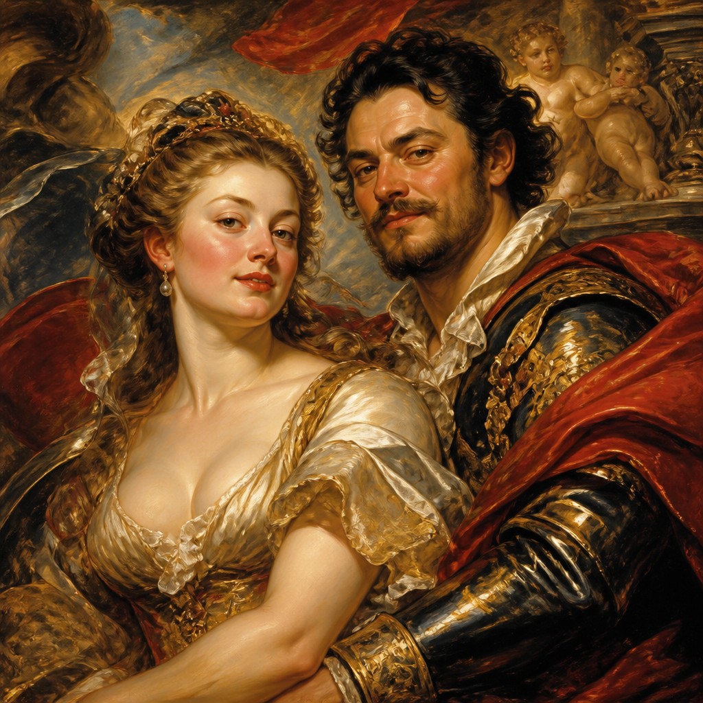 portrait of two people together — Antwerp Baroque Art Style