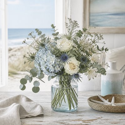 bouquet of flowers in a glass vase