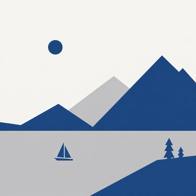 wide landscape with natural scenery — Minimalism Art Style