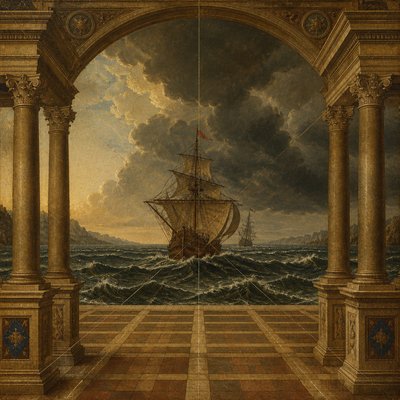 sailing ship on a stormy sea