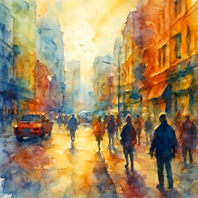 urban street with city activity