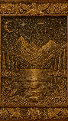 a tranquil mountain lake beneath a starry night sky, no people, no text