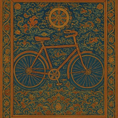bicyle resting against a wall