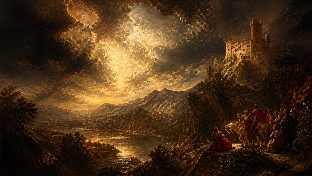 sweeping panoramic landscape with a dramatic sky