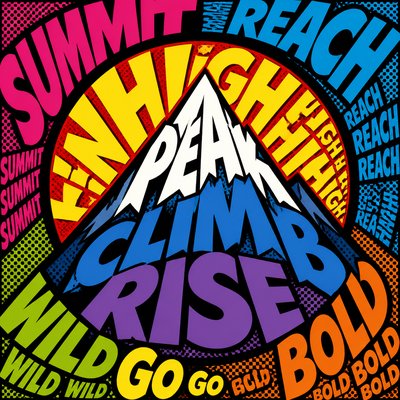 an emblem of a mountain peak inside a circle, simple bold shapes on a plain background, no text or lettering