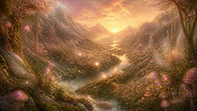 a vast valley with a river winding toward distant mountains at sunrise, no people, no text