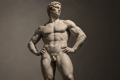 ancient greek ignudi athlete standing with his hands on his hips 