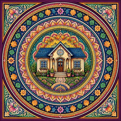 house with front view — Mandala Art Style