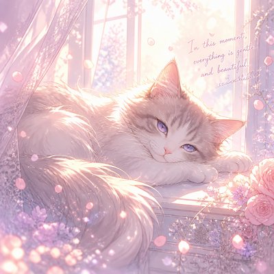 a cat lounging in a sunlit window
