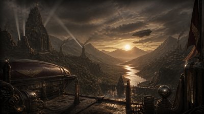 a vast valley with a river winding toward distant mountains at sunrise, no people, no text