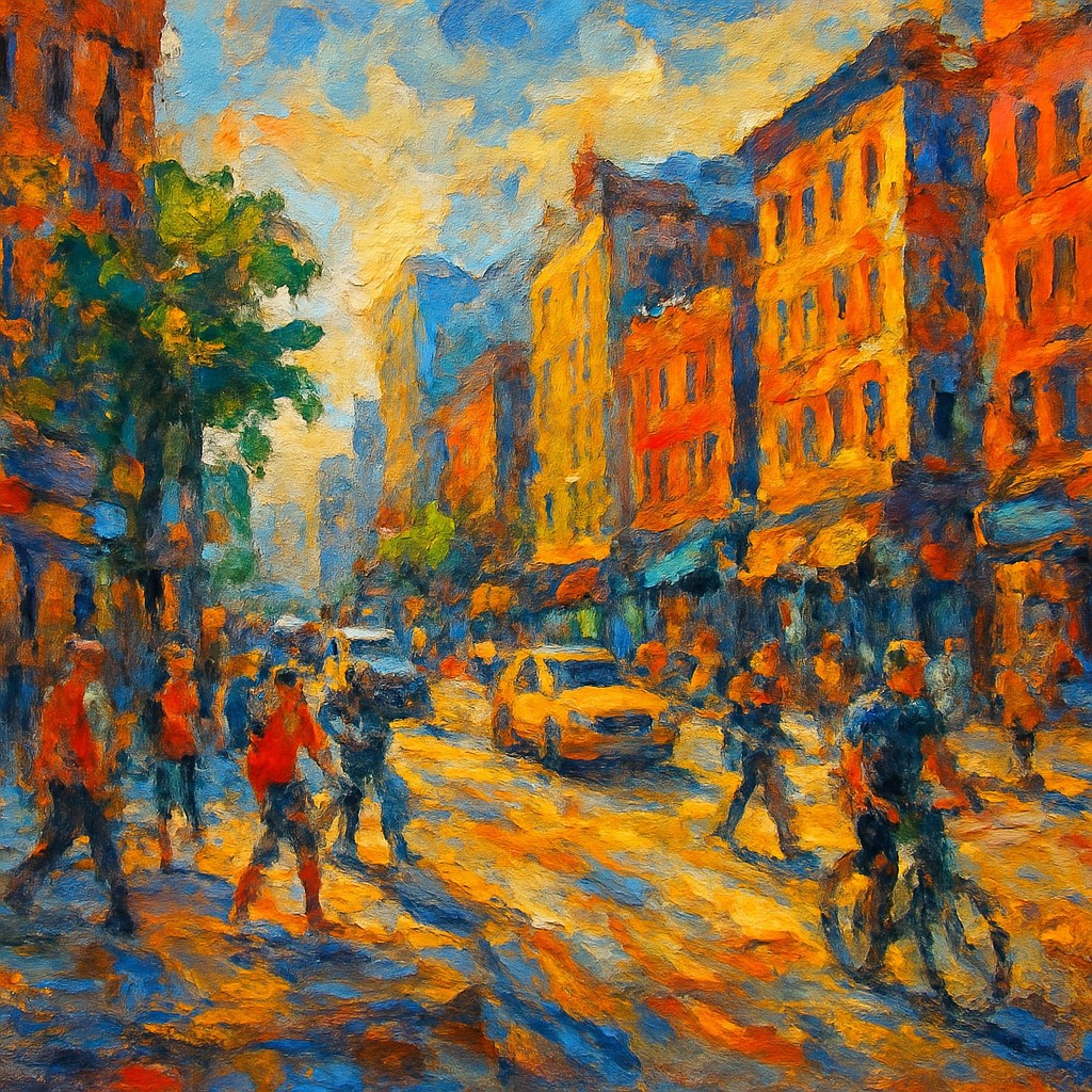 urban street with city activity