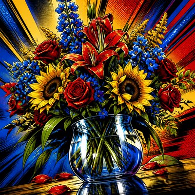 bouquet of flowers in a glass vase