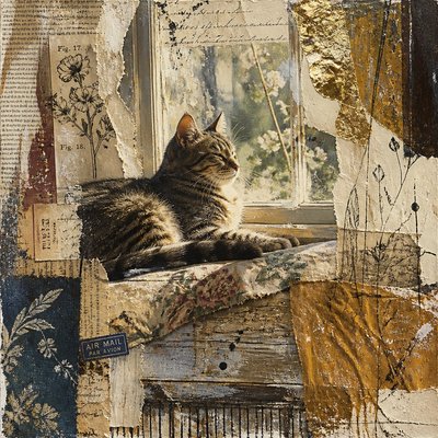 a cat lounging in a sunlit window