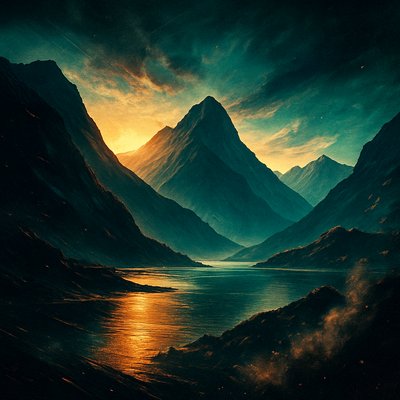 serene landscape with mountains and water