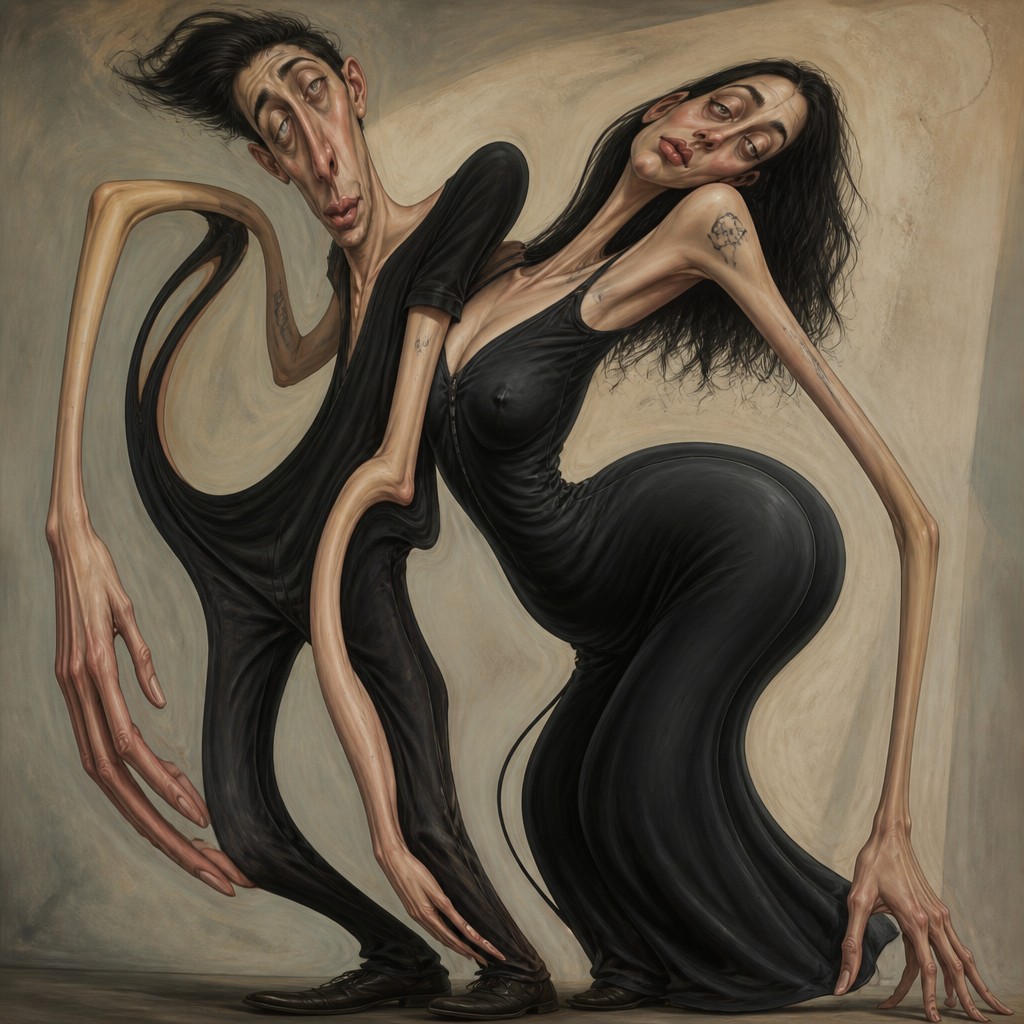 portrait of two people together — Distortion Art Style