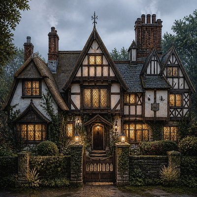 house with front view — Tudor Architecture Style