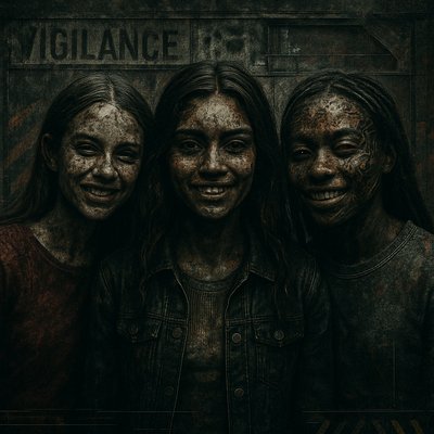 a group of three girls standing next to each other