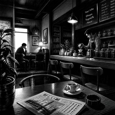 cozy cafe interior with warm lighting
