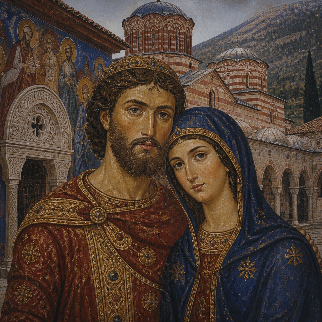 portrait of two people together — Kosovar Art Style