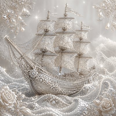 sailing ship on a stormy sea