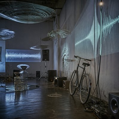 bicyle resting against a wall — Sound Art Style
