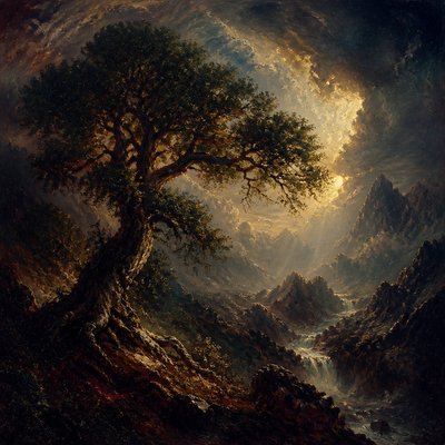 a tree in nature — Romantic Classical Art Style