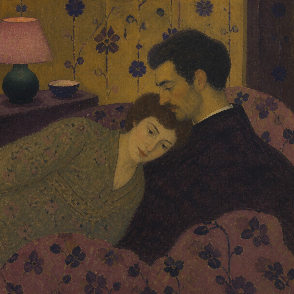 portrait of two people together — Les Nabis Art Style