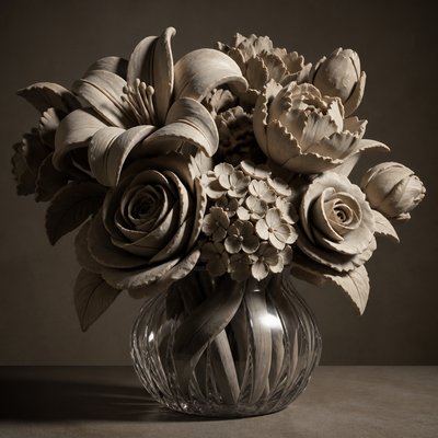 bouquet of flowers in a glass vase