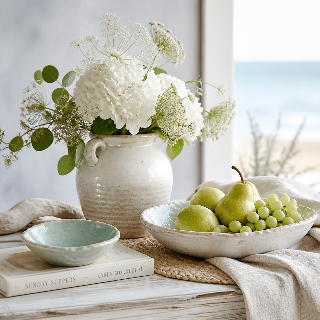 still life arrangement of fruits and flowers