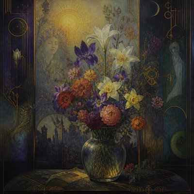bouquet of flowers in a glass vase