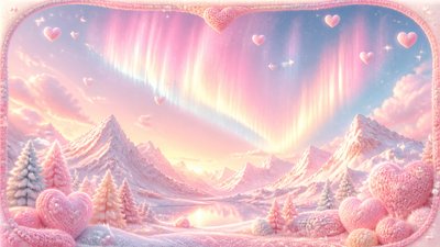 a flowing aurora over snowy peaks, wide sweeping composition, no people, no text
