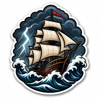 sailing ship on a stormy sea
