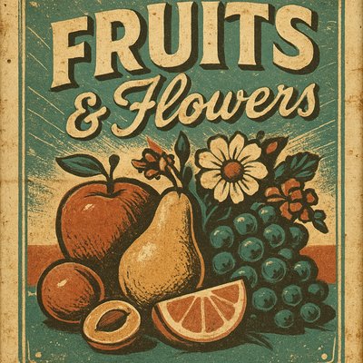 still life arrangement of fruits and flowers