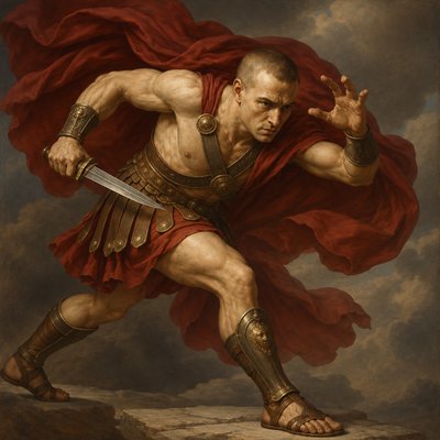a painting of a man dressed as a roman warrior