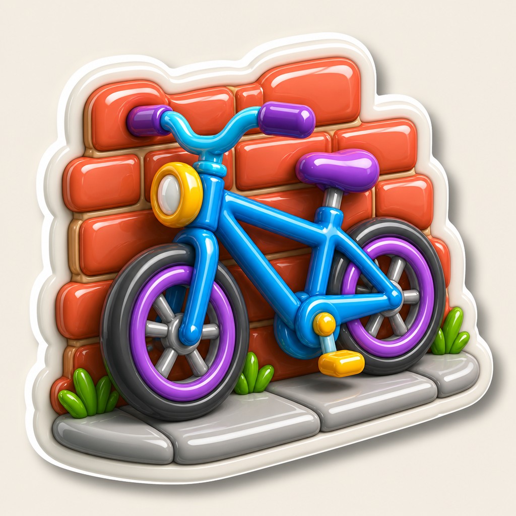 bicyle resting against a wall