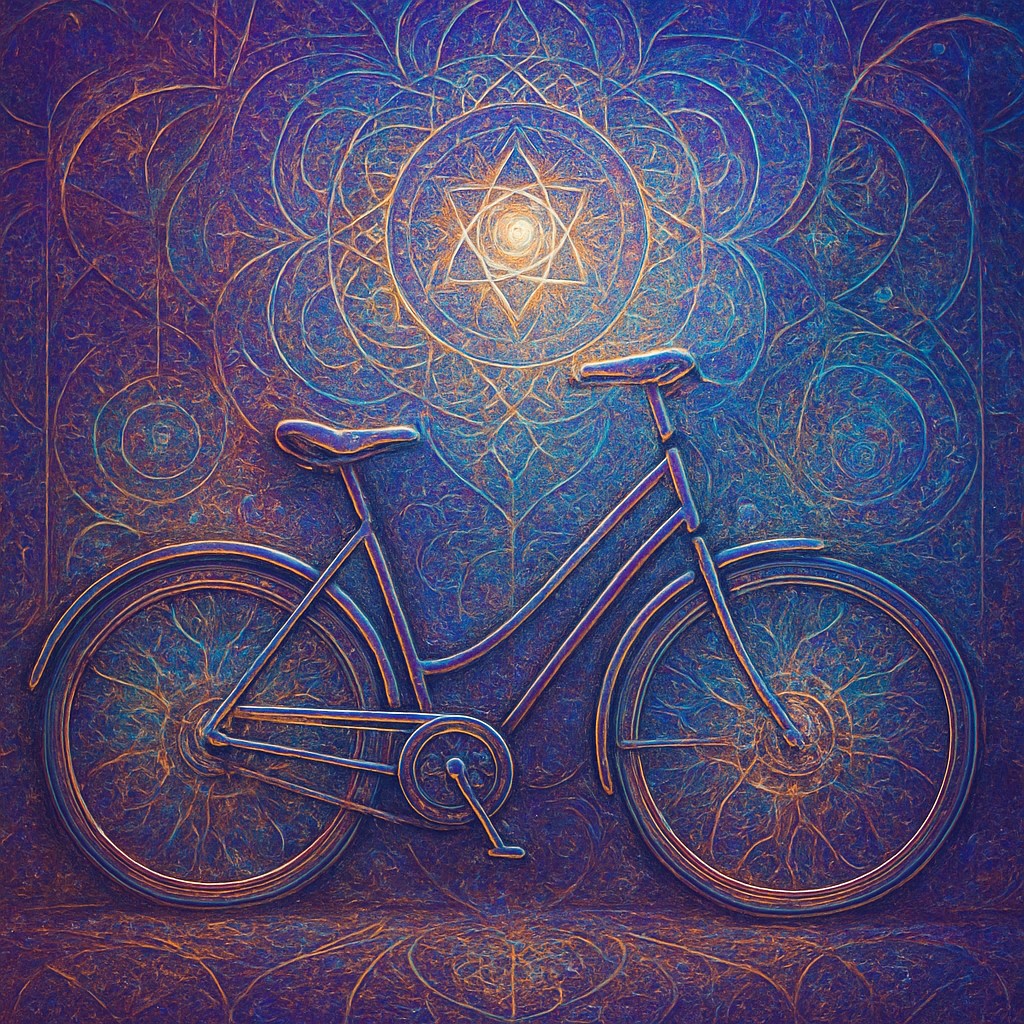 bicyle resting against a wall