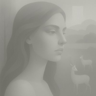 a black and white photo of a woman with long hair