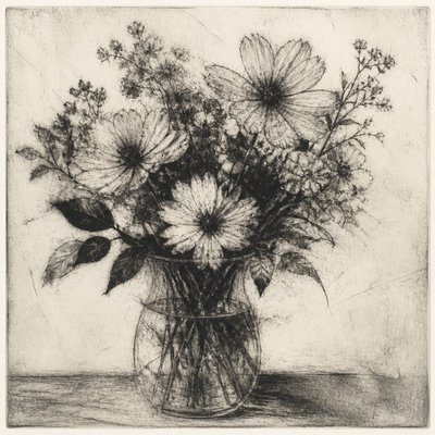 bouquet of flowers in a glass vase