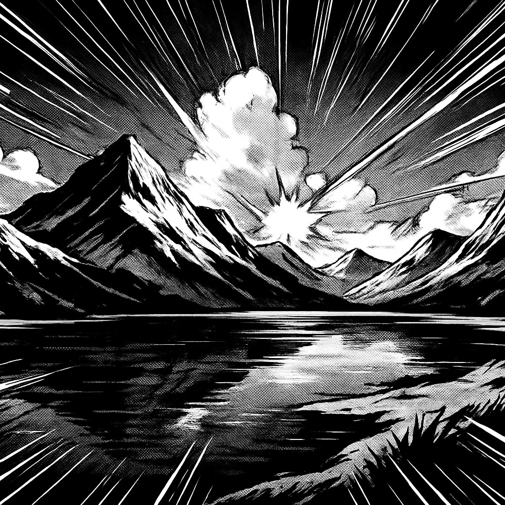 serene landscape with mountains and water