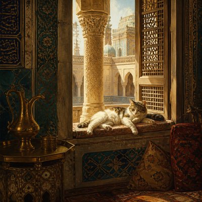 a cat lounging in a sunlit window