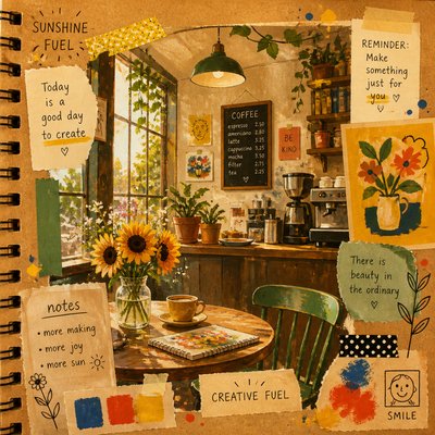 cozy cafe interior with warm lighting