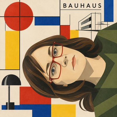 a painting of a woman with glasses on her face